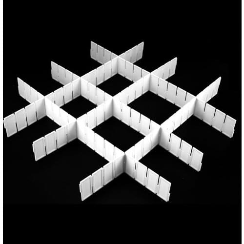 6Pcs Good Quality Practical Plastic DIY Grid Drawer Divider Household Office Necessities Storage Organizer Divider White Plastic
