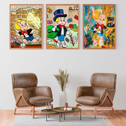 Alec Monopoly graffiti canvas motivation, successful graffiti art, Alec Monopoly poster graffiti wall decoration wall gift