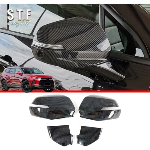 Carbon Fiber Style Car Accessories Side Mirror Cover Trim Rear View Cap Overlay Molding Garnish For Chevrolet Blazer 2019 2020