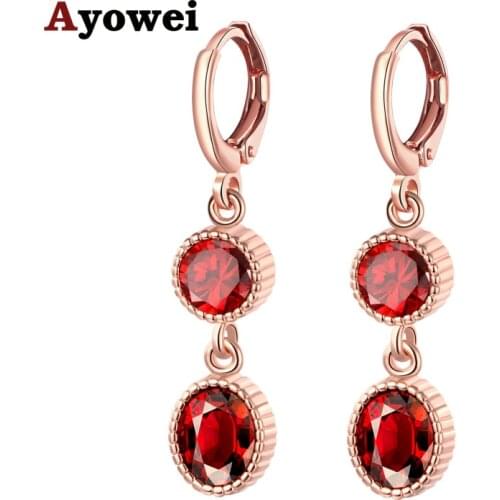 Ayowei classic charming Jewelry red resin pendant rose gold Earrings for Women Drop Earrings dinner party elegant JE1187A