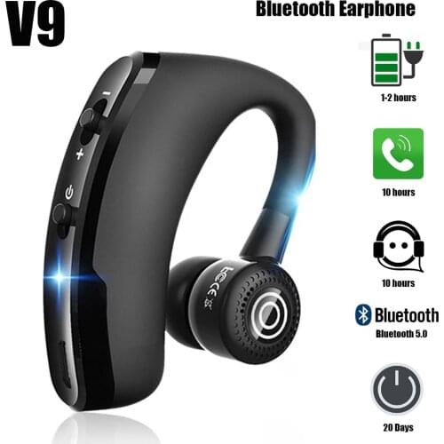 V9 Earphones Bluetooth Wireless Headphones Handsfree Headset Business Headset with Mic Drive Call Sports Earphone for Smartphone