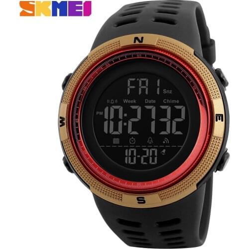 SKMEI Men Sports Watches Men Countdown Gold Dial Watch Alarm Chrono Digital Wristwatches 50M Waterproof Relogio Masculino 2018