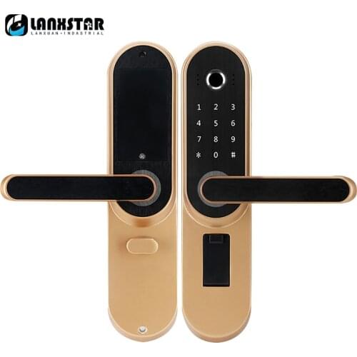 Lanxstar Handle Lock Electronic Locks Smart Cylinder Door Lockset Entrance Door Intelligent Lock Fingerprint Password Keys Smart