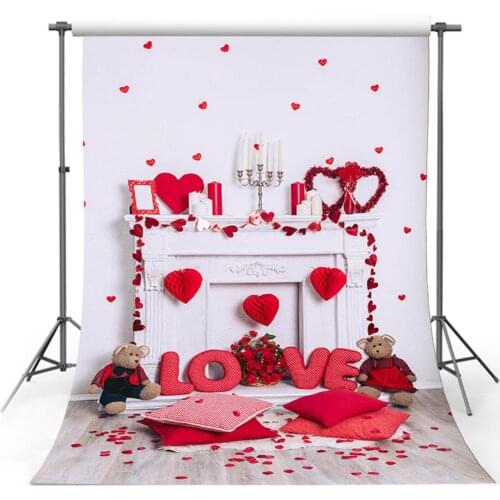 Valentines Day Photography Backdrops Red Love Heart Decor Adult Children Custom Photo Booth Background for Photo Studio Props