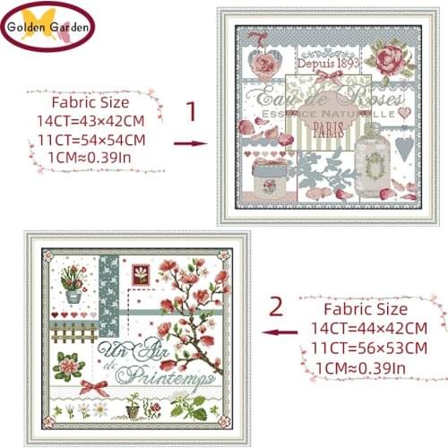 GG Peach Blossomes&Rose Flower DIY Needlework Sets Christmas Embroidery Designs joy sunday Cross Stitch Patterns for Home Decor