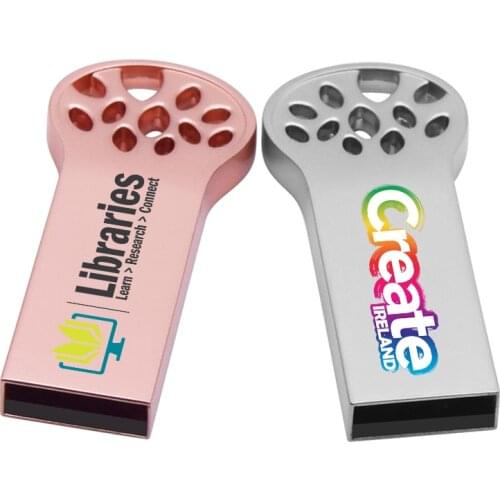 Engraved 4GB USB Flash Drives Novelty Cute Animal Cat Paw Shape Pen Drive Waterproof Thumb Drive Metal Memory Stick Jump Drive