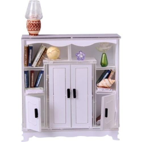 Prettyia 1/12 Dollhouse Furniture Assembly Toy White Cabinet Lamp Accessory