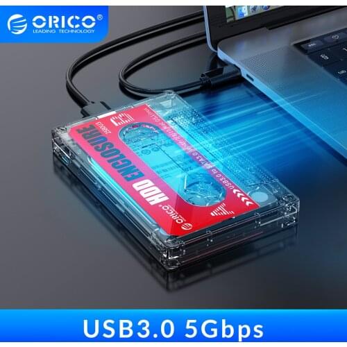 ORICO 2.5'' Hard Drive USB3.0 Type-C HDD Enclosure External Transparent HDD Case DIY Stickers for SSD HDD Cassette Tape Design