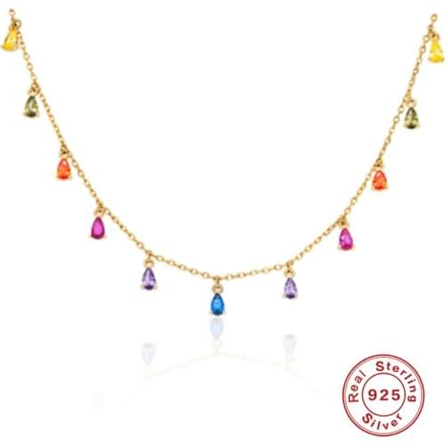 Aide 2021 Trend S925 Sterling Silver Necklaces For Women 18k Choker Diamond Clavicle Chain Girls Gift Jewelry Necklace Collars