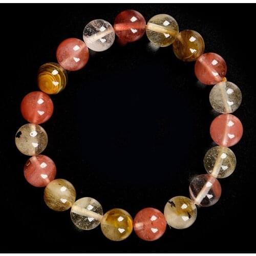 Cool nearly round beads and A Clear add transparent design verdant color 10 MM Watermelon Tourmaline Crystal Bracelet
