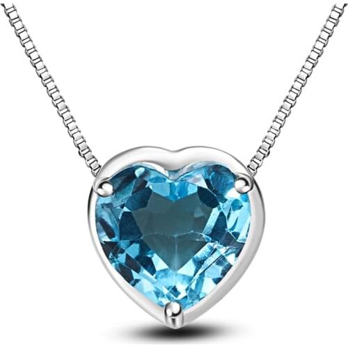 LANZYO 925 Sterling Silver blue topaz Pendants fashion gift Pendant fine Jewelry z080801agb Heart Pendant send Necklac wholesale