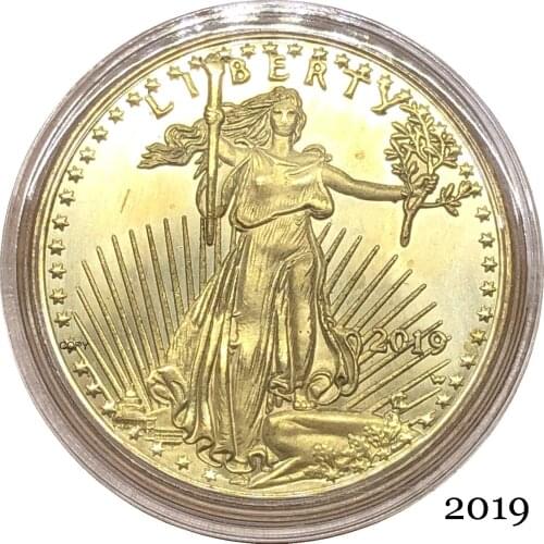 United States Of America Eagle Gold BUllion Brass Metal coins $25 Half Ounce 25 Dollars 2019 Liberty In God We Trust Copy Coin