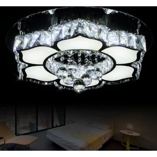 LED 110-220V Modern romantic K9 crystal ceiling lamp ring luxury LED light remote control ceiling light Free shipping