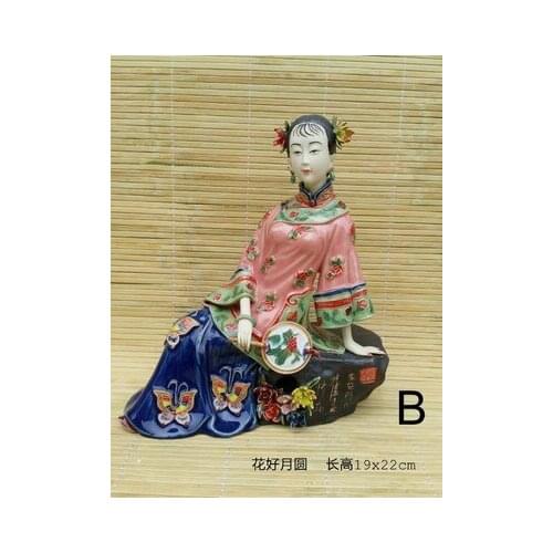 Lin Weidong ancient beauty Shiwan doll Ceramic Chinese style model room decoration sitting room ancient frame