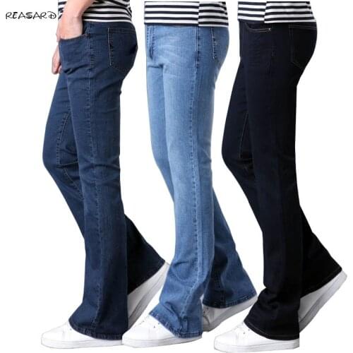 Jeans Men 2019 Summer Thin Large Size Micro Flare Pants Mens Straight Wide Legs Loose Pants More Sizes 27-32 33 34