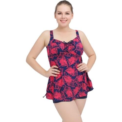 New Summer Women Floral Printed Plus Size Swimwear Skirts With Shorts Bathing Suits Beachwear Large Swimwea XL-6XL