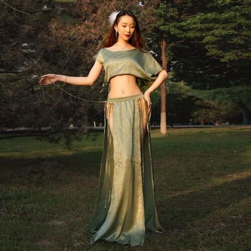New ladies sexy fashion belly dance oriental costume suit top skirt split practice clothes top skirt professional belly dance