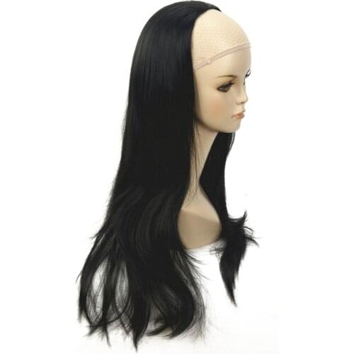 StrongBeauty Womens Half Wig Black Long Wavy Synthetic 3/4 Wigs