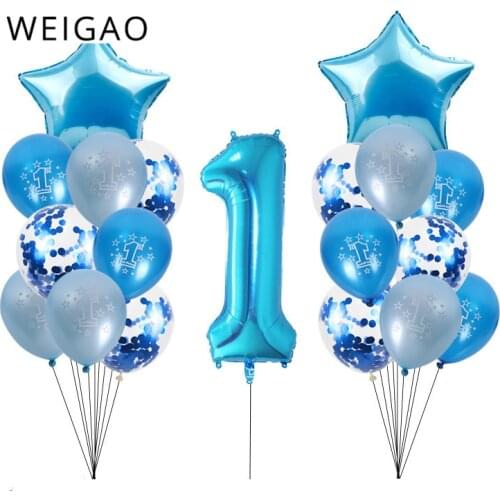 First Happy Birthday Blue Baby Party 1st Balloon set plate cup My 1st 1 One Year Party Birthday Decorations Kids Baby Shower Boy