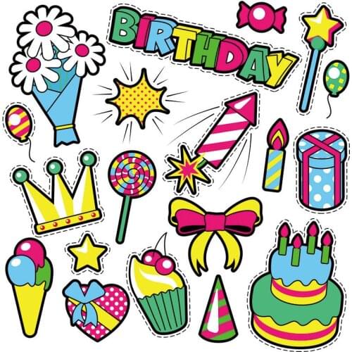 Cake Letter Crown Patch DIY Iron Heat Transfer Vinyl Stickers on Childrens Birthday T-shirts Washable For Gifts For Friends