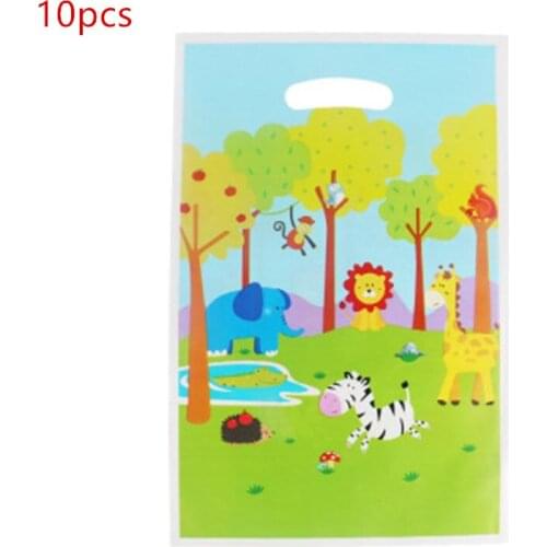 10pcs/set Jungle Animals Gift Bag Loot Bag Candy bag Kids Girls Happy Birthday Party Supplies Baby Shower Party Decoration