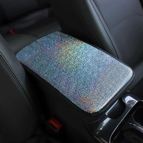 Bling Car Centre Armrest Mat Universal PU Leather Non-slip Auto Armrest Cushion Storage Box Cover Mats Arm Rest Protector Pad