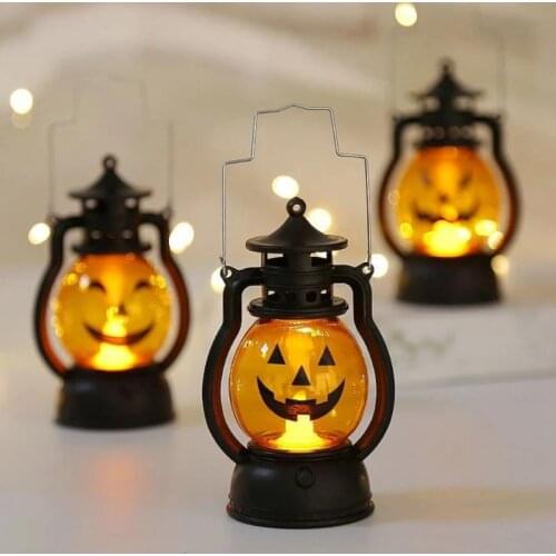 Portable Pumpkin Skull LED Pony Lantern Halloween Decoration Creative Holiday Bar Party Light LED Oil Lamp Prop Child Gifts