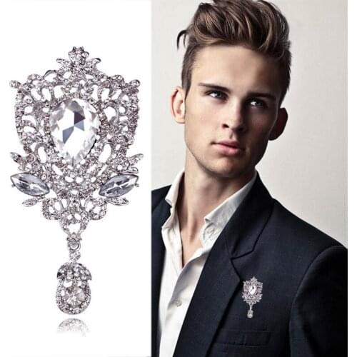 QIQIAN Exquisite Design Baroque Style Jewelry Vintage Rhinestone Brooch Male Female Sweater Cardigan Clothing Accessories