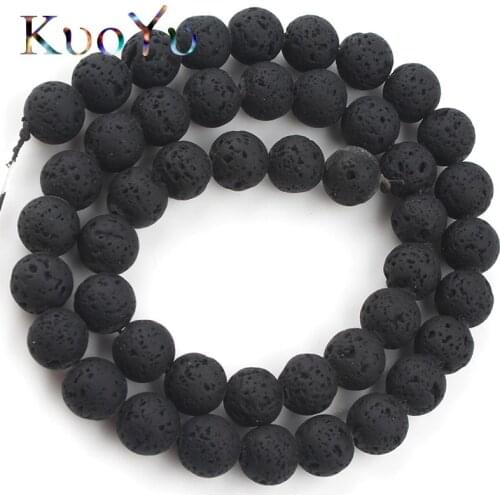 Rubber Hematite Black Volcanic Lave Stone Beads Round Loose Bead For Jewelry Making Natural Lava-Rock Diy Bracelets 4/6/8/10MM