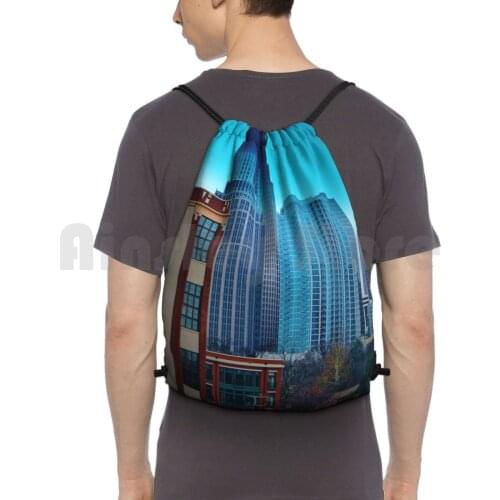 Charlotte Buildings Backpack Drawstring Bag Riding Climbing Gym Bag Charlotte North Carolina Building Buildings Glass