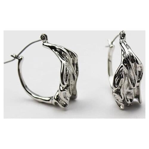 TARCLIY Trendy Geometric Metal Bump Lava Fold Texture Ear Hoop Simple Hip Hop Alloy Earring Women Party Jewelry Accessories