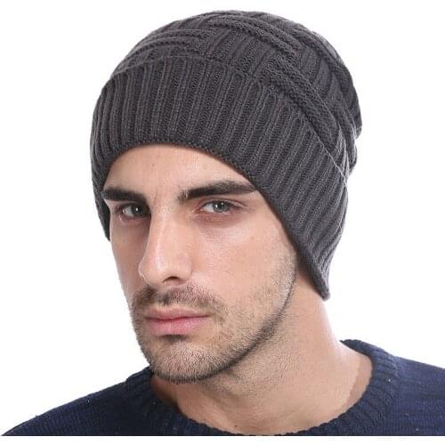 Skullies Beanies Men Knitted Hat For Women Cap Plus Velvet Beanie Hat Gorro Thick Warm Brimless Fur Bonnet Mens Cap