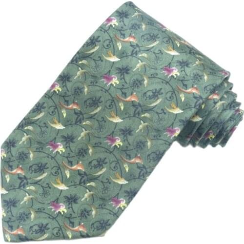 Flowers and birds printed silk tie 9cm wide necktie for men navy Fancy necktie for adult business ties gravata