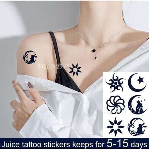 Waterproof Temporary Juice Tattoo Sticker Moon Star Rabbit Totem Small Element Flash Tatoo Fake Tatto Art for Men Women