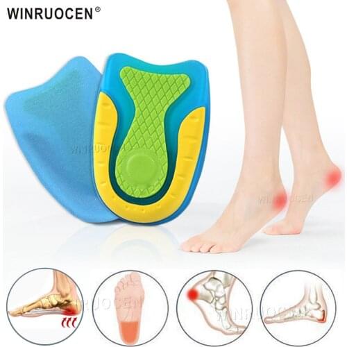 WINRUOCEN Silicone Gel Heel Cups For Heel Spurs Plantar Fasciitis Ankle Pain Heel Cushion Shoe Inserts Insole Pad