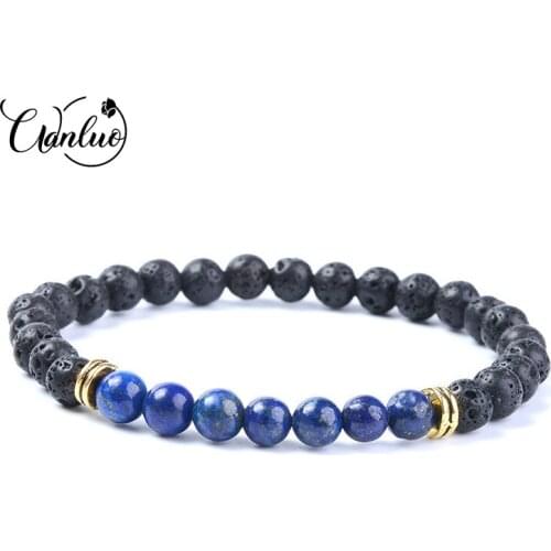 WL 7 Chakra Original 6MM Gemstone Bracelets for Women Natural Stone Volcanic Lapis Lazuli Citrine Volcanic Rock Bracelet Crystal