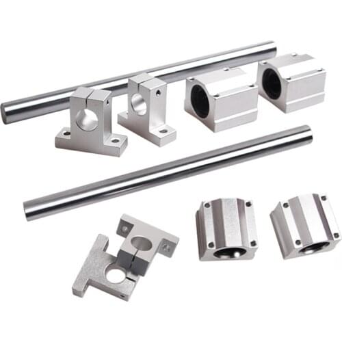 3D printer parts Optical axis kit 10mm Chrome Plated Shaft + bearing 4 x SCS10UU + 4 x SK10/SHF10 Supporters