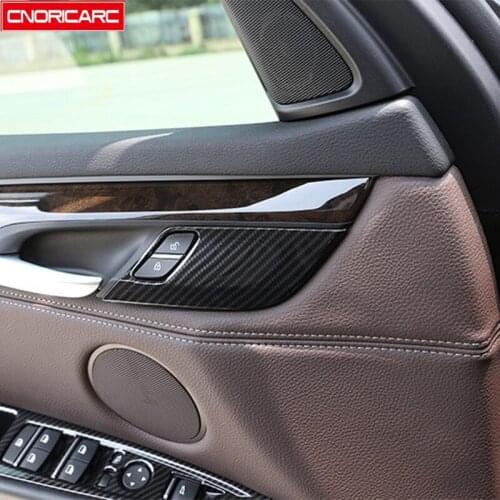 Carbon Fiber Style Car Door Safety Lock Panel Decoration Cover Trim For BMW X5 F15 X6 F16 2014-2018 ABS Auto Interior Decals