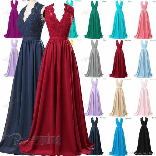 CloverBridal In Stock Scalloped Neckline Lace+Chiffon Cheap Bridesmaid Dresses Size US2-US26W vestido de fiesta de boda WB9824