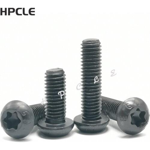 10/50pcs M1.6 M2 M2.5 M3 M4 M5 M6 M8 black steel GB2672 Torx Pan Head Six-Lobe Round Head Machine Screws