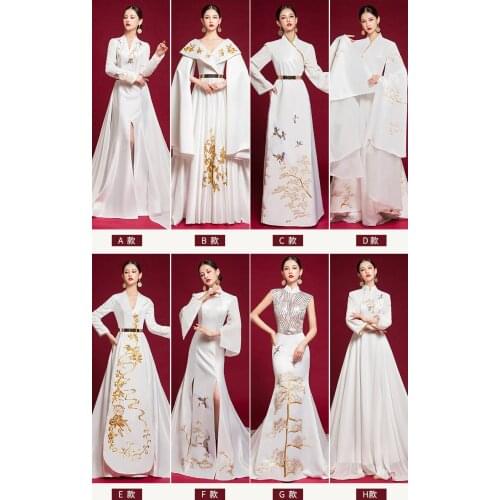 100%real white series embroidery long gown stage/stuido/performance dress Renaissance Gown queen Victoria/ball gown/Belle Ball