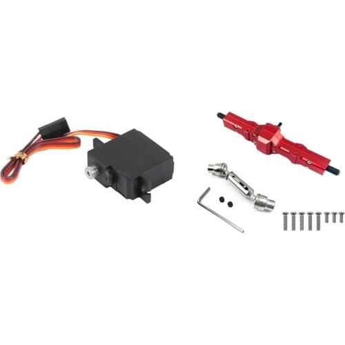 2 Set RC Car Part: 1 Set Rear Bridge Axle Gear Box With Drive Shaft & 1Pcs Metal Gear Servo 18G 3.5KG Digital Core Servo