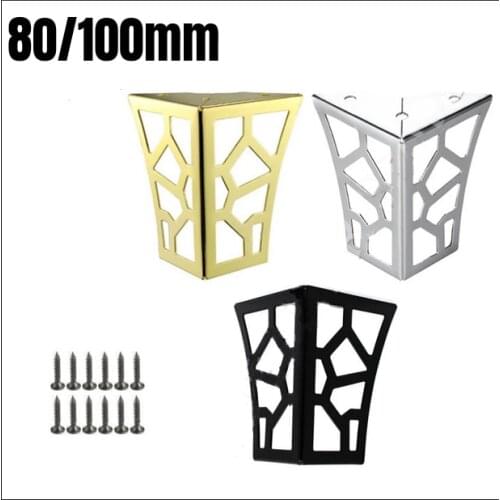4PCS Hollow Out Modern Metal Furniture Legs Cabinet Foot Black/Gold/Silver For Sofa Table Cabinet TV Stands with Screws 80/100mm
