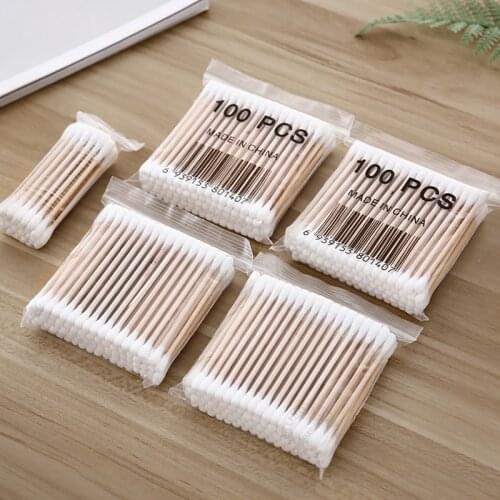 400pcs Disposable Medical Cotton Swabs Buds Beauty Makeup Supplies Home Emergency First Aid Wood Sticks Nose Ears Cleaning Tools