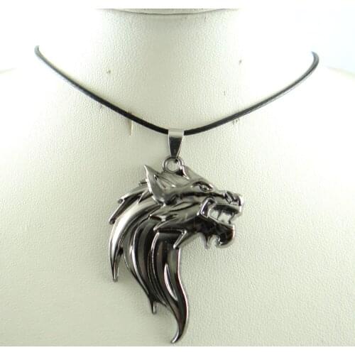 5pcs Free shipping High Quality Lucky Charm Alloy Necklace Fashion Retro antique SILVER Charm Wolf Pendant & necklace