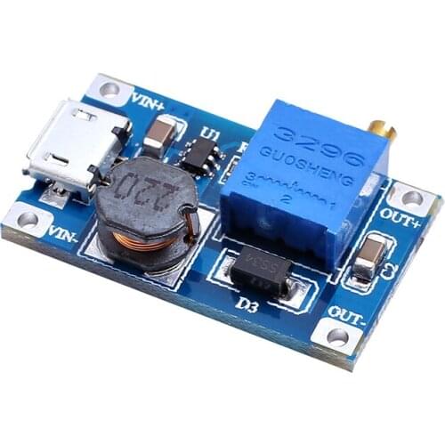 5pcs/lot MT3608 DC-DC Adjustable Boost Module 2A Boost Step Up Module with MICRO USB 2V - 24V to 5V 9V 12V 28V LM2577
