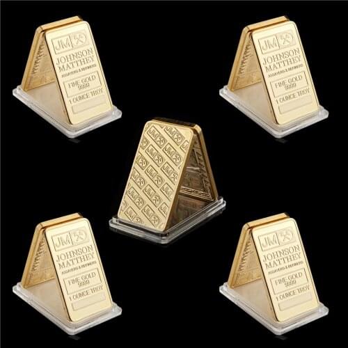 5Pcs/Lot UK London Johnson Matthey Assayer& Refiners Bar Replica Fine Gold 999 1 Ounce Troy Coin Collectible