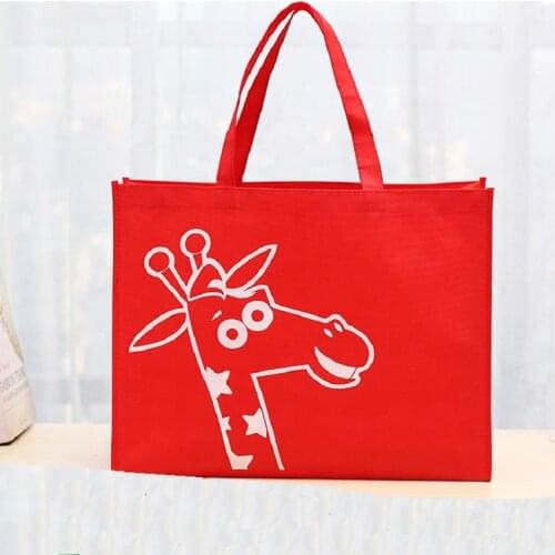 500pcs/lot Red Resuable Non woven Bag With Handle Custom Logo Promotion Shopping bags for Clothes and Shoes Packaging