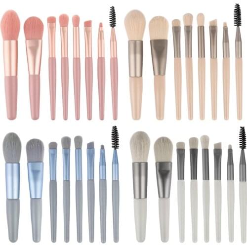 8 Pcs 1 Set of Makeup Brush Set Highlighter Eye Makeup Liquid Foundation Eye Shadow Cosmetic Professional Eyebrow Soft Hair
