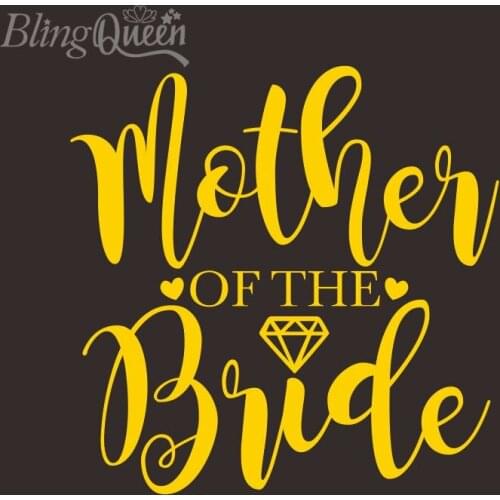 BlingQueen 12PCS/LOT Mother of the Bride Iron on Heat Transfers Printing Metallic Foil Vinyl Patches Stickers for Clothes